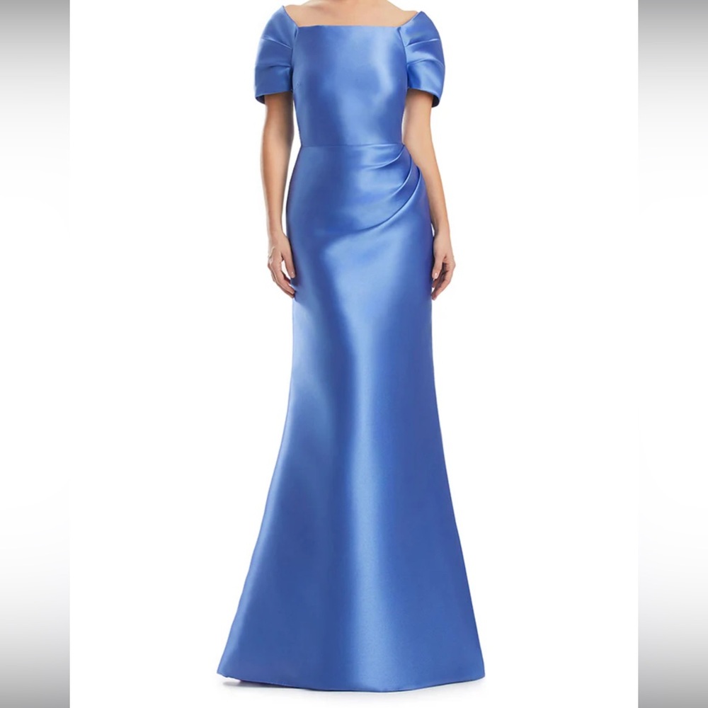Alexander By Daymor 1967 Pleated Sleeve Hug-Shoulder Dress Periwinkle